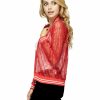 Regular Size * | Zoozie La Lace Baseball Jacket White Red