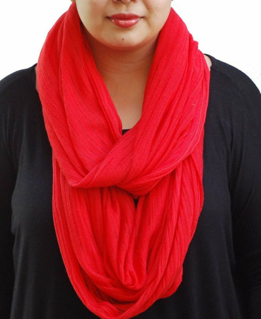 Regular Size * | Zoozie La Fashion Scarf Infinity Shawl Knit Red One Size