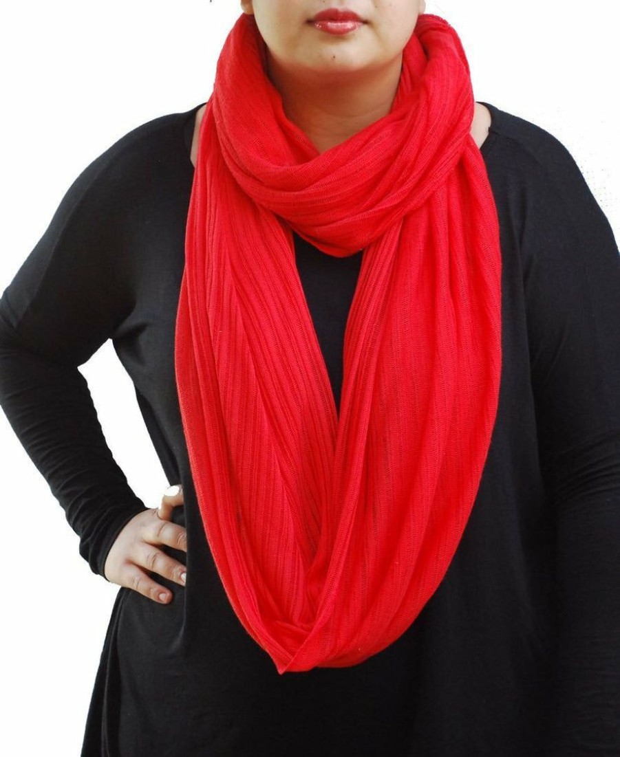 Regular Size * | Zoozie La Fashion Scarf Infinity Shawl Knit Red One Size