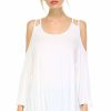 Regular Size * | Zoozie La Cold Shoulder Top 3/4 Sleeves 2 String Strap Soft White