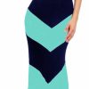 Regular Size * | Zoozie La Regular Size Halter Top Maxi Dress Chevron Navy Teal