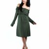 Regular Size * | Zoozie La Regular Size Green Floral Print Long Sleeve Sweatshirt Mini Dress With Hoodie