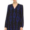 Regular Size * | Zoozie La Regular Size Tunic Top Blouse Tribal Diamond Black Navy Blue