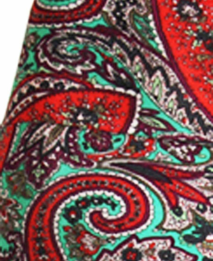 Regular Size * | Zoozie La Regular Size Paisley Red Aqua Foldover Maxi Skirt