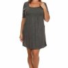 Regular Size * | Zoozie La Plus Size Dresses With Sleeves With Pockets Gray