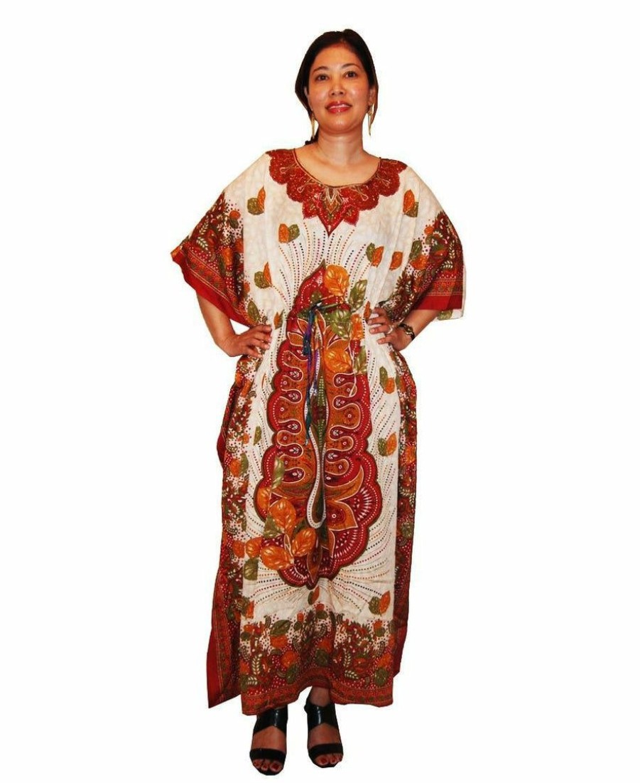 Regular Size * | Zoozie La Vacation Resort Drawstring Maxi Dress Autumn Leaves Regular Size