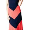 Regular Size * | Zoozie La Maxi Dress Strapless Asymmetric Coral Navy Regular Size