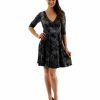 Regular Size * | Zoozie La Regular Size Half Sleeve Tie Dye Mini Dress Mandala Black Gray