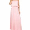 Regular Size * | Zoozie La Regular Size Strapless Elastic Waist Maxi Dress Baby Pink