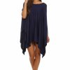 Regular Size * | Zoozie La Ponchos Asymmetrical Tunic Top Navy Blue One Size Regular Size