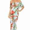 Regular Size * | Zoozie La Off The Shoulder Fitted Maxi Dress Floral Flower Blue