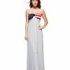 Regular Size * | Zoozie La Regular Size Strapless Elegant American Flag Bust Stars And Stripes Maxi Dress Heather Gray