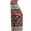 Regular Size * | Zoozie La Foldover Palazzo Pants Bohemian Floral Brown Red Regular Size