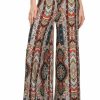 Regular Size * | Zoozie La Foldover Palazzo Pants Earth Paisley Brown Red Green Regular Size