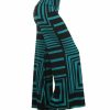 Regular Size * | Zoozie La Foldover Palazzo Pants Geometric Teal Black Regular Size