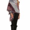 Regular Size * | Zoozie La Red Color Gray Viscose Wool Blanket Cardigan Poncho One Size