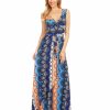 Regular Size * | Zoozie La Sleeveless Paris Maxi Dress Retro Tribal Blue Orange