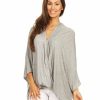 Regular Size * | Zoozie La Regular Size Tunic Top Shirt Twist Wrap 3/4 Sleeve Gray