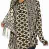 Regular Size * | Zoozie La Cowl Aztec Cardigan Tribal Sweater Ponchos Olive White