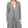 Regular Size * | Zoozie La Plus Size Open Drape Flyaway Long Cardigan Gray Black Regular Size