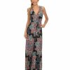 Regular Size * | Zoozie La Sleeveless Paris Maxi Dress Crystal Paisley Black Arm Regular Size