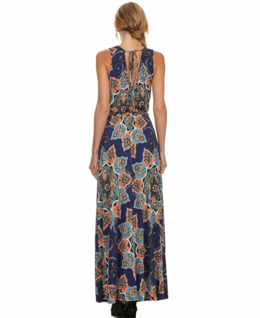 Regular Size * | Zoozie La Sleeveless Paris Maxi Dress Crystal Paisley Black Arm Regular Size