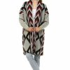 Regular Size * | Zoozie La Regular Size Aztec Cardigan Tribal Sweater Ribbon Chevron Beige