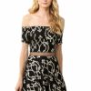 Regular Size * | Zoozie La Off Shoulder Mini Dress Short Sleeve Flare Skirt Black Gold Regular Size