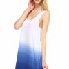 Regular Size * | Zoozie La Dip Tie Dye Dress Tank Sleeveless Mini Dresses Seafoam Indigo White Regular Size