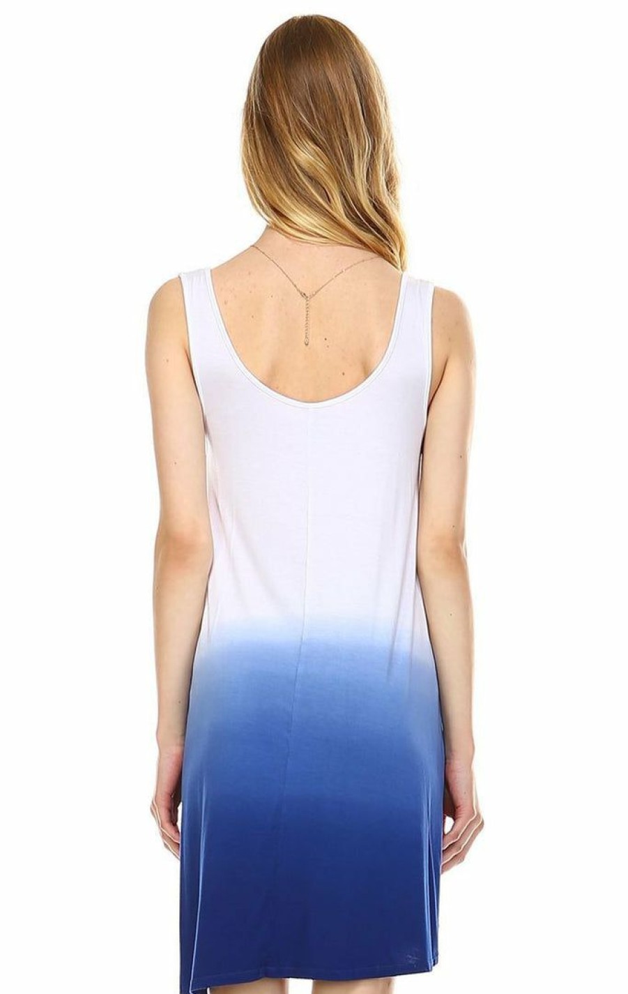 Regular Size * | Zoozie La Dip Tie Dye Dress Tank Sleeveless Mini Dresses Seafoam Indigo White Regular Size