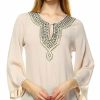 Regular Size * | Zoozie La Embroidered Shirt With Long Sleeves With Button Accents Sand Regular Size