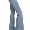 Regular Size * | Zoozie La Regular Size Bell Bottoms Denim Colored Yoga Pants Light Denim Blue