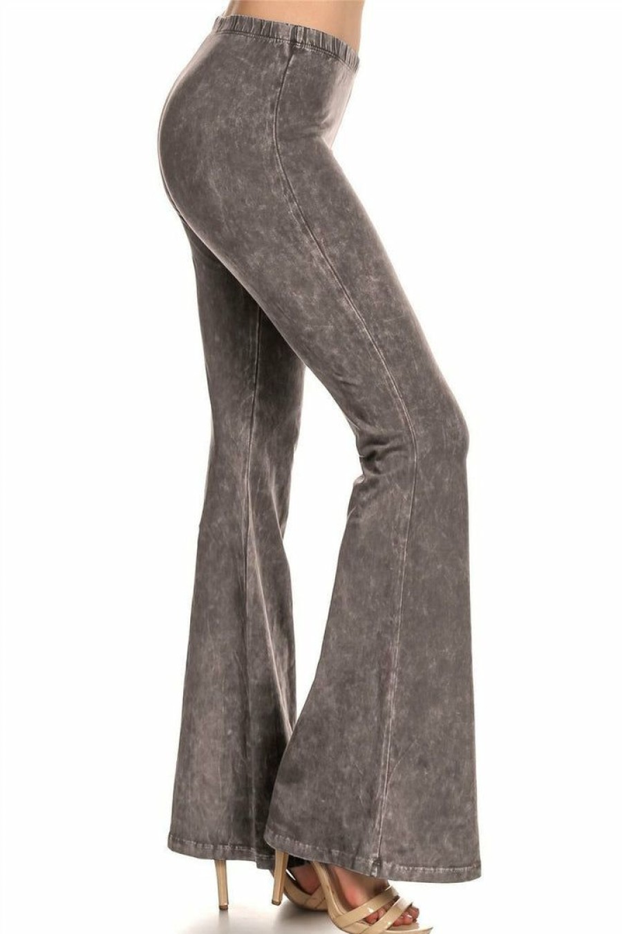 Regular Size * | Zoozie La Bell Bottoms Yoga Pants Denim Colored Taupe Gray Denim Colored Yoga Pants Taupe Gray