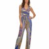 Regular Size * | Zoozie La Jumpsuit Romper Paisley Blue Pink Purple