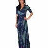 Regular Size * | Zoozie La Regular Size Maxi Dress With Sleeves Line Paisley Green Black