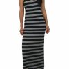 Regular Size * | Zoozie La Regular Size Racerback Maxi Dress Black Gray Stripes