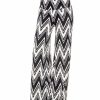 Regular Size * | Zoozie La Foldover Palazzo Pants Zig Zag Chevron Black White