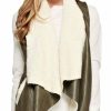 Regular Size * | Zoozie La Shearling Faux Fur Vest With Suede And Pockets Olive Regular Size