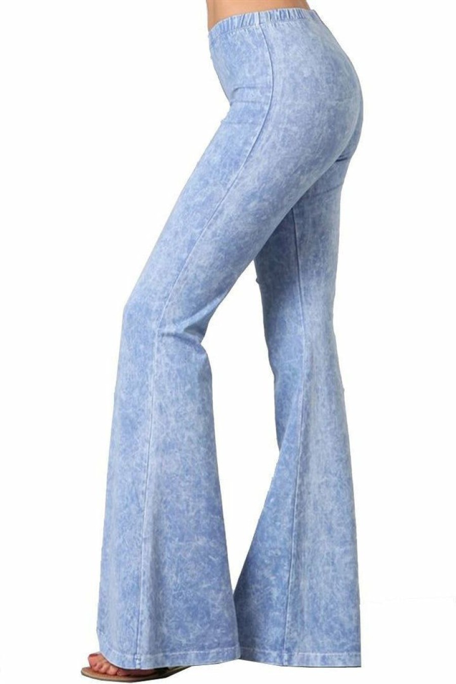 Regular Size * | Zoozie La Bell Bottoms Yoga Pants Denim Colored Lavender Blue