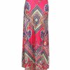 Regular Size * | Zoozie La Greek Diamond Bust Paisley Maxi Skirt Pink Regular Size Pink Coral Teal Blue Orange