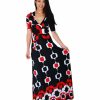 Regular Size * | Zoozie La Regular Size Maxi Dress With Sleeves Paper Chain Black Red