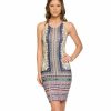 Regular Size * | Zoozie La Power Native Tribal Raceback Mini Dress Blue Green Pink Native Regular Size