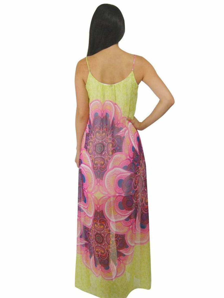 Regular Size * | Zoozie La Regular Size Maxi Dress Sleeveless Chiffon Pale Green Pink