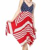 Regular Size * | Zoozie La Spaghetti V-Neck Navy Star Handkerchief Dress With Red Stripes Handkerchief Spaghetti Navy Star Stripe 3 Red