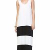 Regular Size * | Zoozie La Racerback Maxi Dress Sleeveless White Black Regular Size