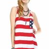 Regular Size * | Zoozie La Red Stripe Tank Top With Navy Polka Dot Pocket