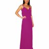 Regular Size * | Zoozie La Bow Tie Chest Ruffle Maxi Dress Fuschia Fuschia Purple