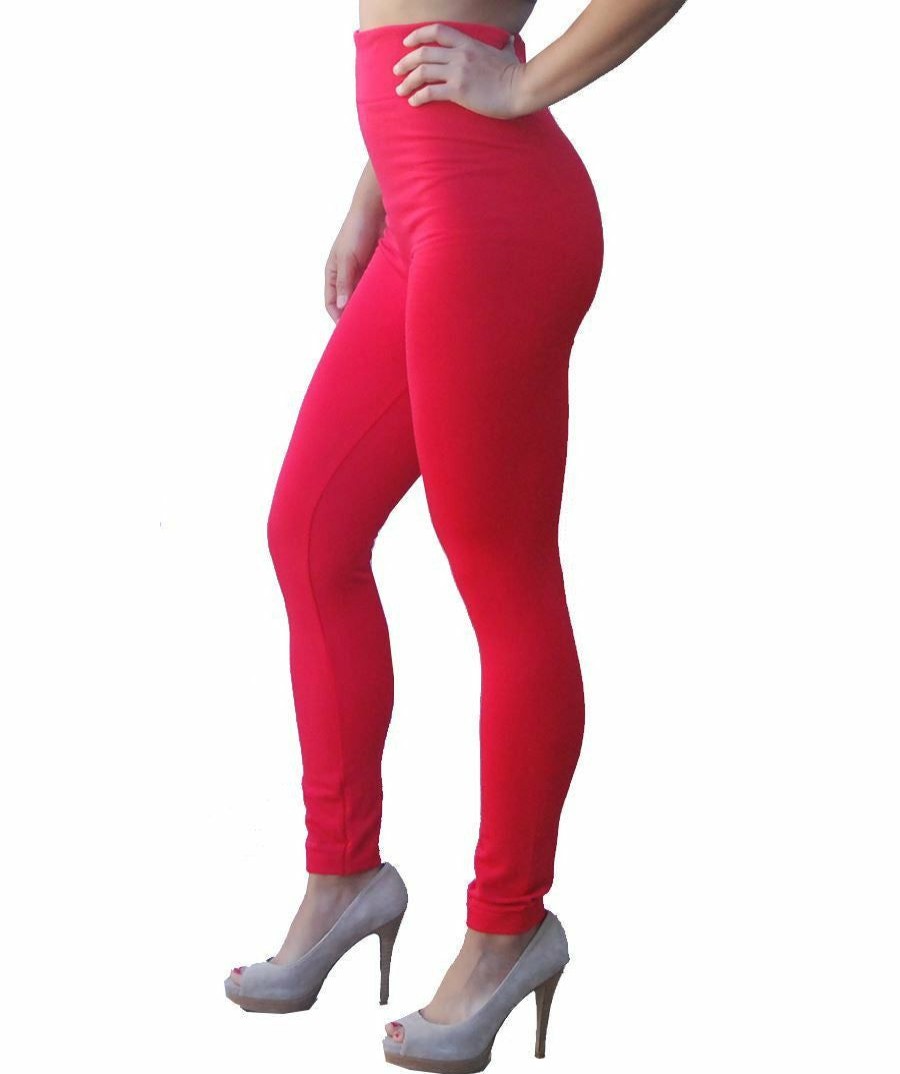 Regular Size * | Zoozie La Solid Leggings Red Regular Regular Size