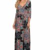 Regular Size * | Zoozie La Maxi Dress With Sleeves Crystal Paisley Black