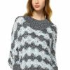 Regular Size * | Zoozie La Regular Size Fuzzy Sweater Doleman Sleeve Pullover Gray Blue